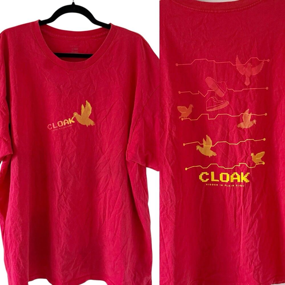 Cloak Hidden in Plain Sight Double Sided Graphic Tee Shirt Men's 2XL XXL Red